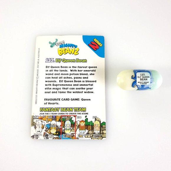 Mighty Beanz 123 Elf Queen Bean Glow 2003 Series 2 Moose With Playing Card - Picture 2 of 6